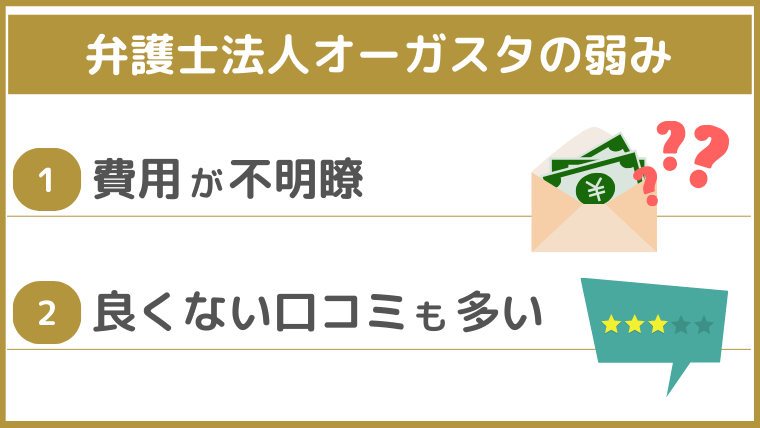 弁護士法人オーガスタの弱み