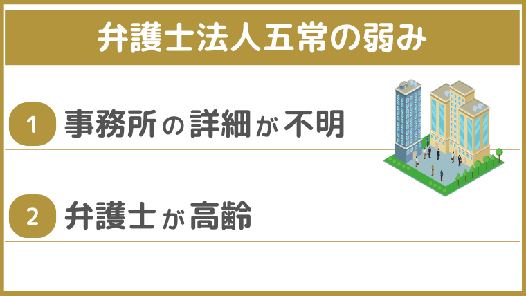 弁護士法人五常の弱み