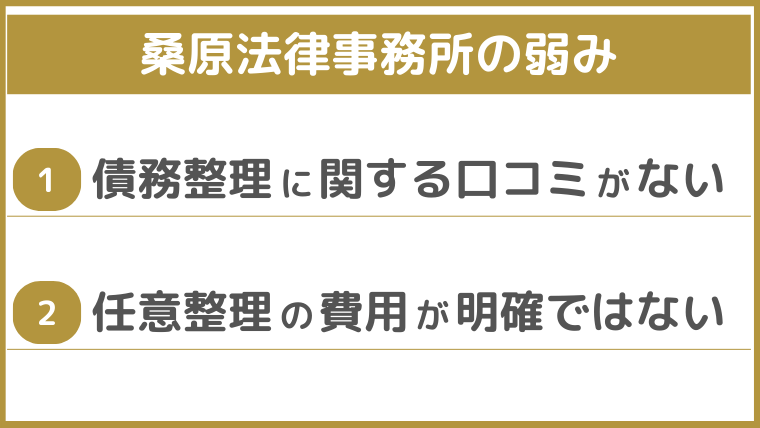 桑原法律事務所の弱み