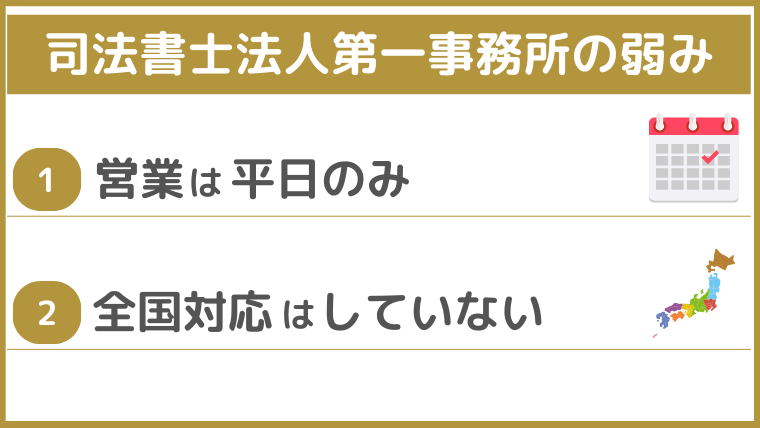 司法書士法人第一事務所の弱み