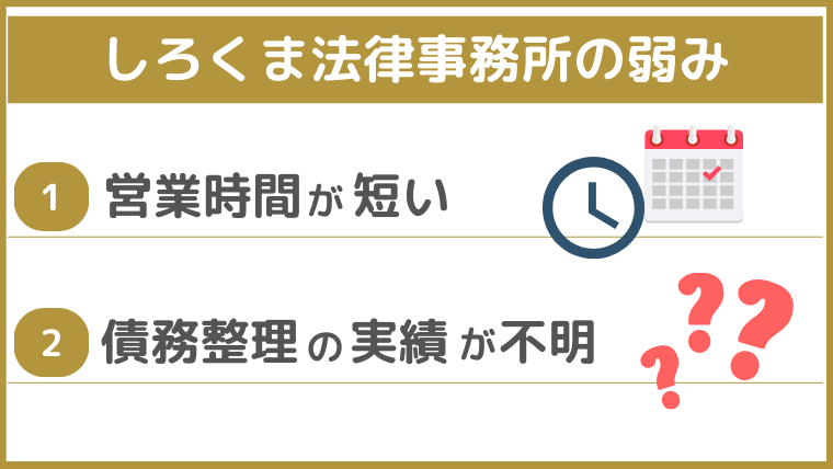 しろくま法律事務所の弱み