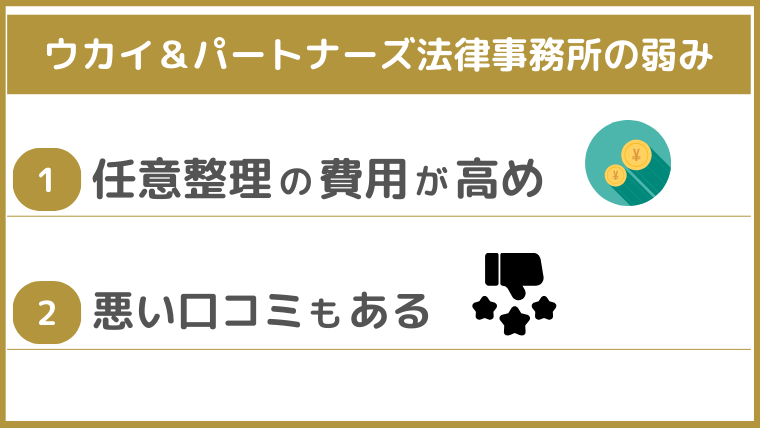 ウカイ＆パートナーズ法律事務所の弱み