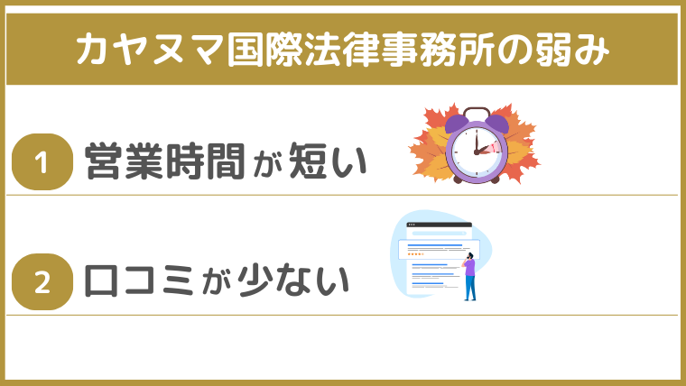 カヤヌマ国際法律事務所の弱み