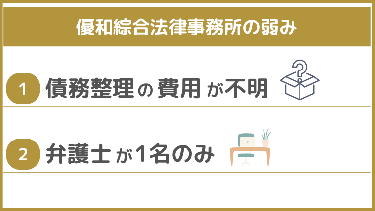 優和綜合法律事務所の弱み