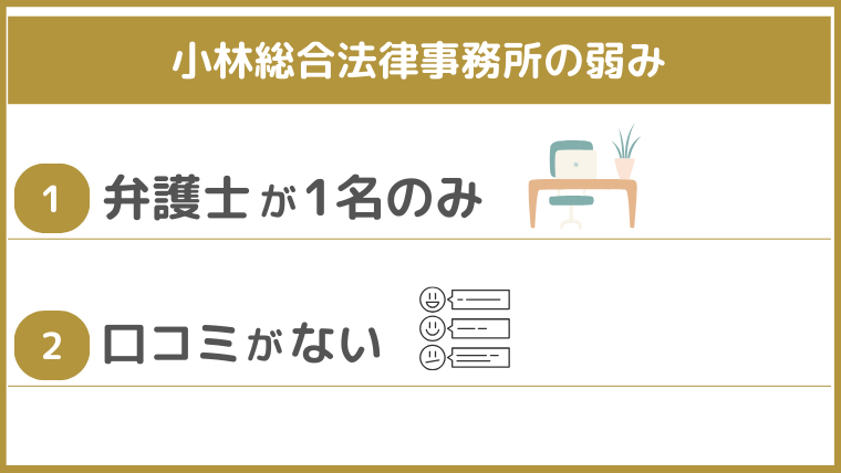 小林総合法律事務所の弱み