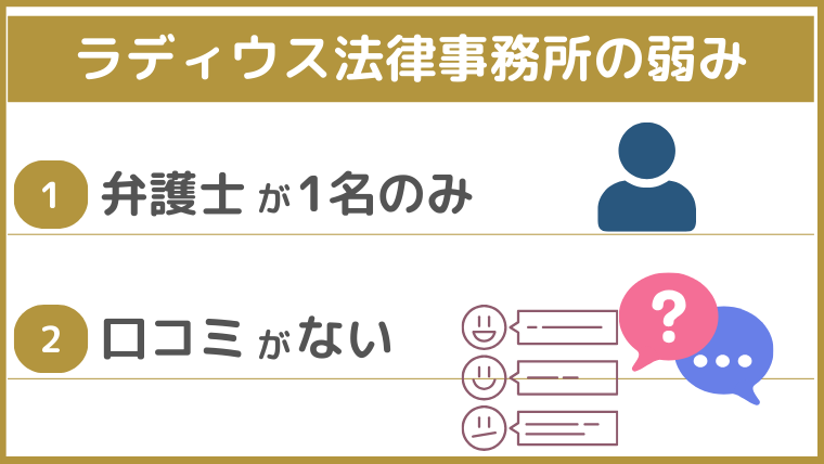 ラディウス法律事務所の弱み