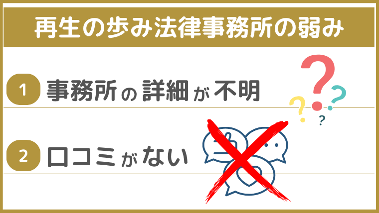 再生の歩み法律事務所の弱み