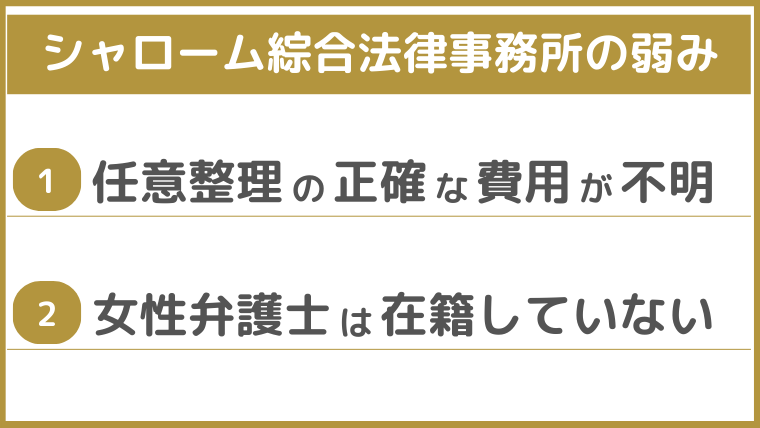 シャローム綜合法律事務所の弱み