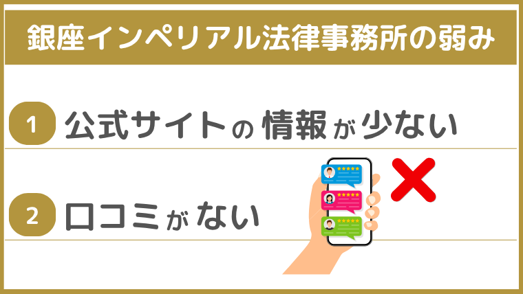 銀座インペリアル法律事務所の弱み