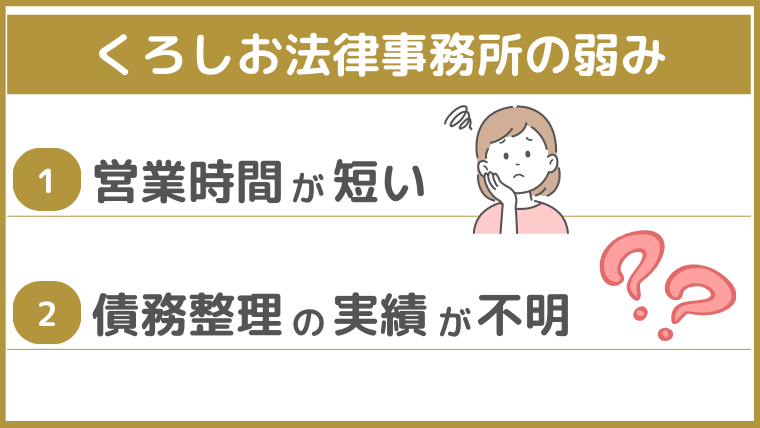 くろしお法律事務所の弱み