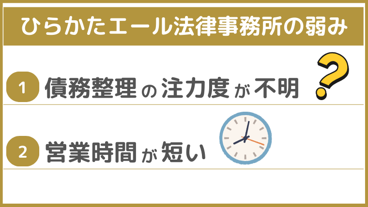 ひらかたエール法律事務所の弱み