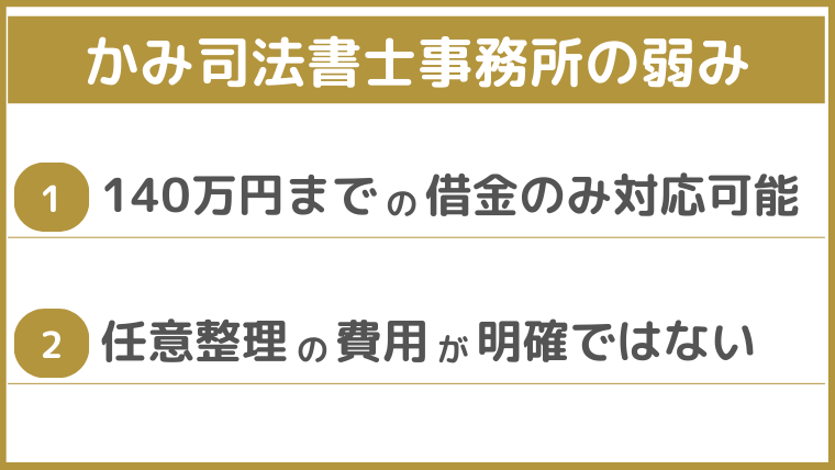 かみ司法書士事務所の弱み