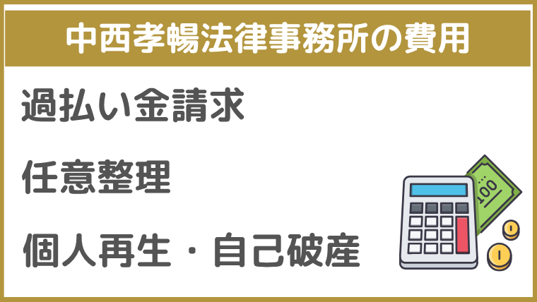 中西孝暢法律事務所の費用