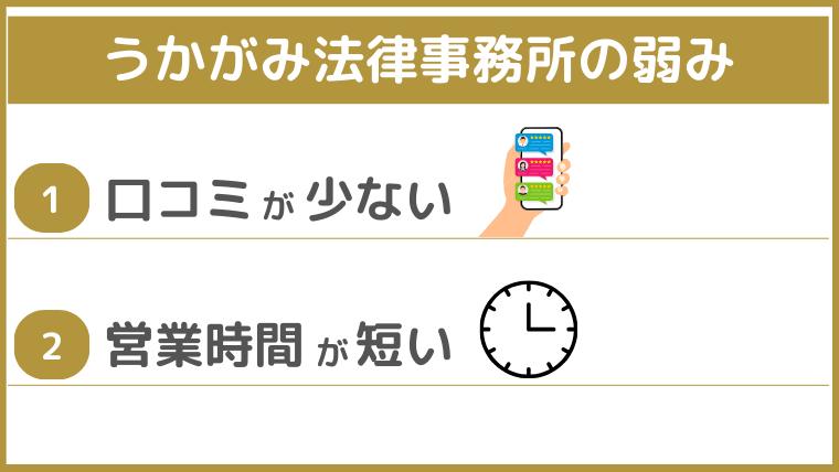 うかがみ法律事務所の弱み