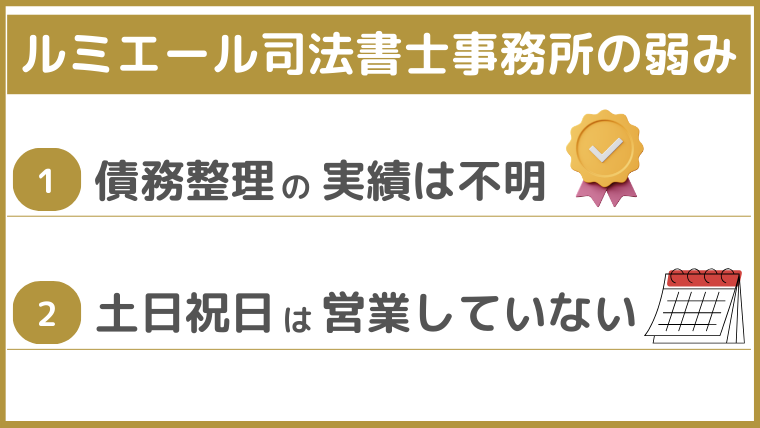 ルミエール司法書士事務所の弱み