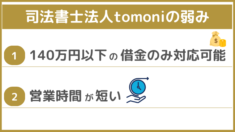 司法書士法人tomoniの弱み