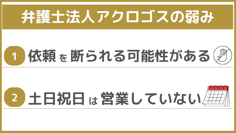 弁護士法人アクロゴスの弱み