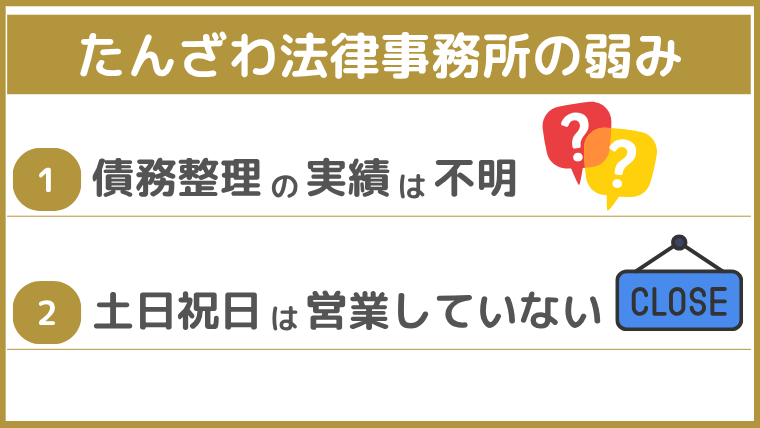 たんざわ法律事務所の弱み