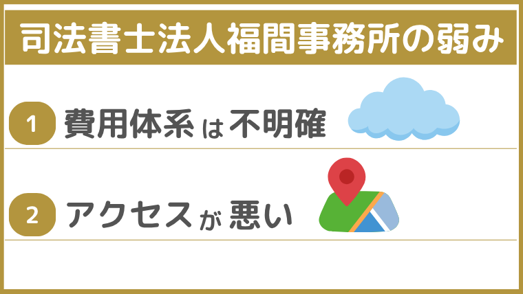 司法書士法人福間事務所の弱み