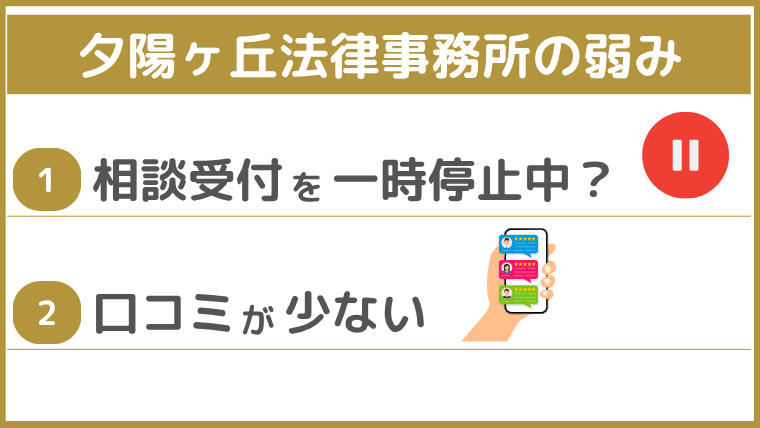 夕陽ヶ丘法律事務所の弱み
